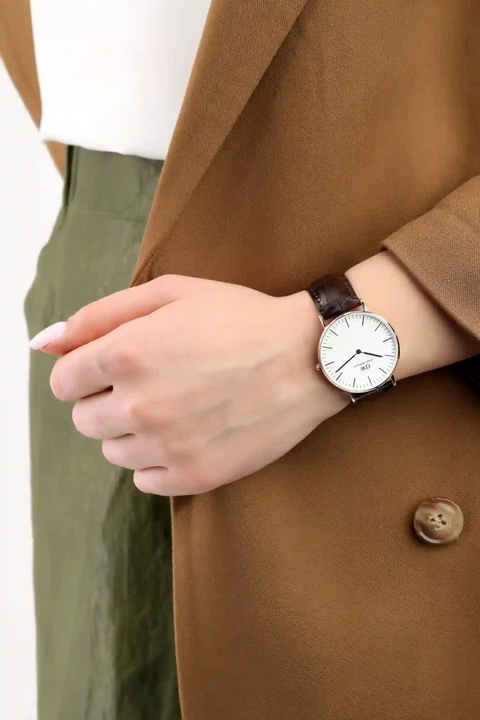Daniel Wellington Classic York White Dial Brown Leather Strap Watch For Women - DW00100038 Buy Now By Daniel Wellington