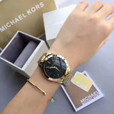 Michael Kors Runway Black Dial Gold Steel Strap Watch for Women - MK3478 Buy Now By Michael Kors