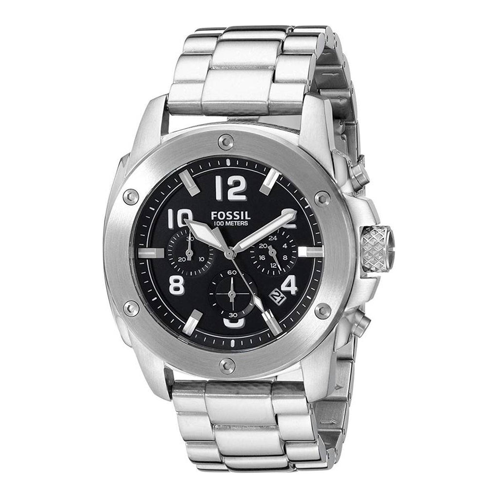 Fossil Modern Machine Black Dial Silver Steel Strap Watch for Men - FS4926 Buy Now By Fossil