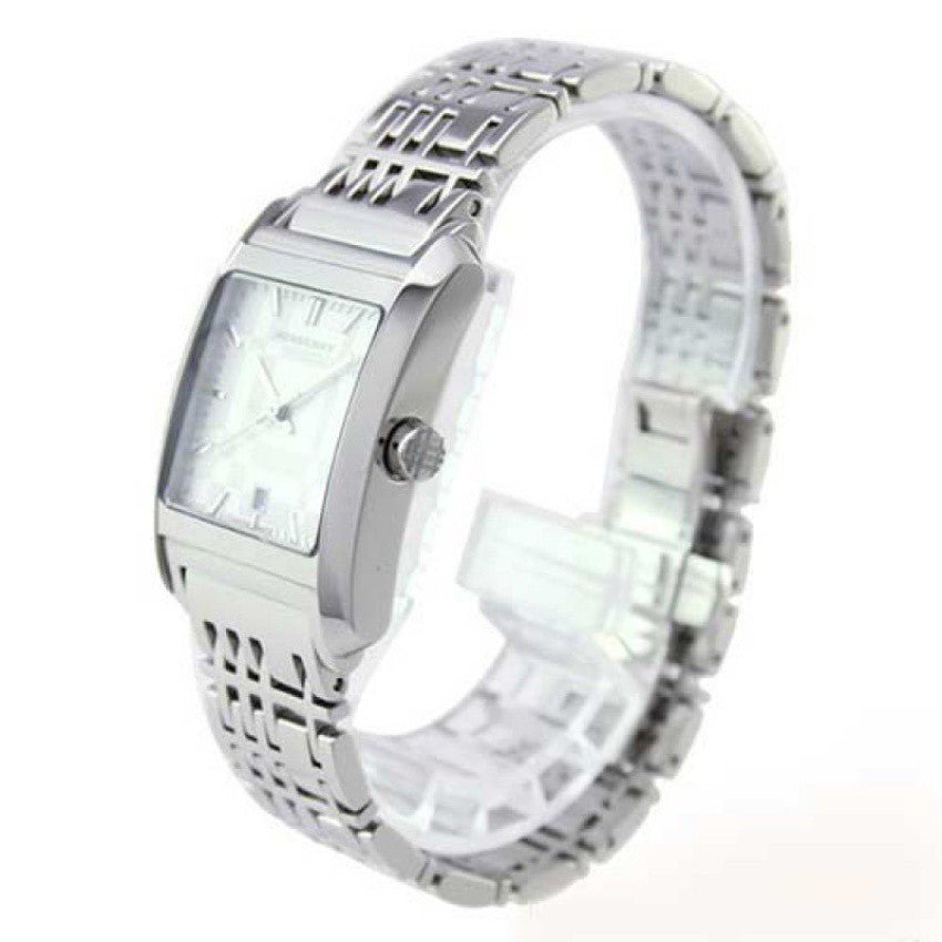 Burberry Nova Check Square White Dial Silver Steel Strap Watch for Women - BU1572 Buy Now By Burberry