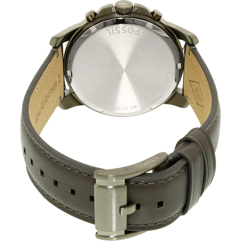 Fossil Grant Chronograph Gunmetal Grey Dial Grey Leather Strap Watch for Men - FS5183 Buy Now By Fossil