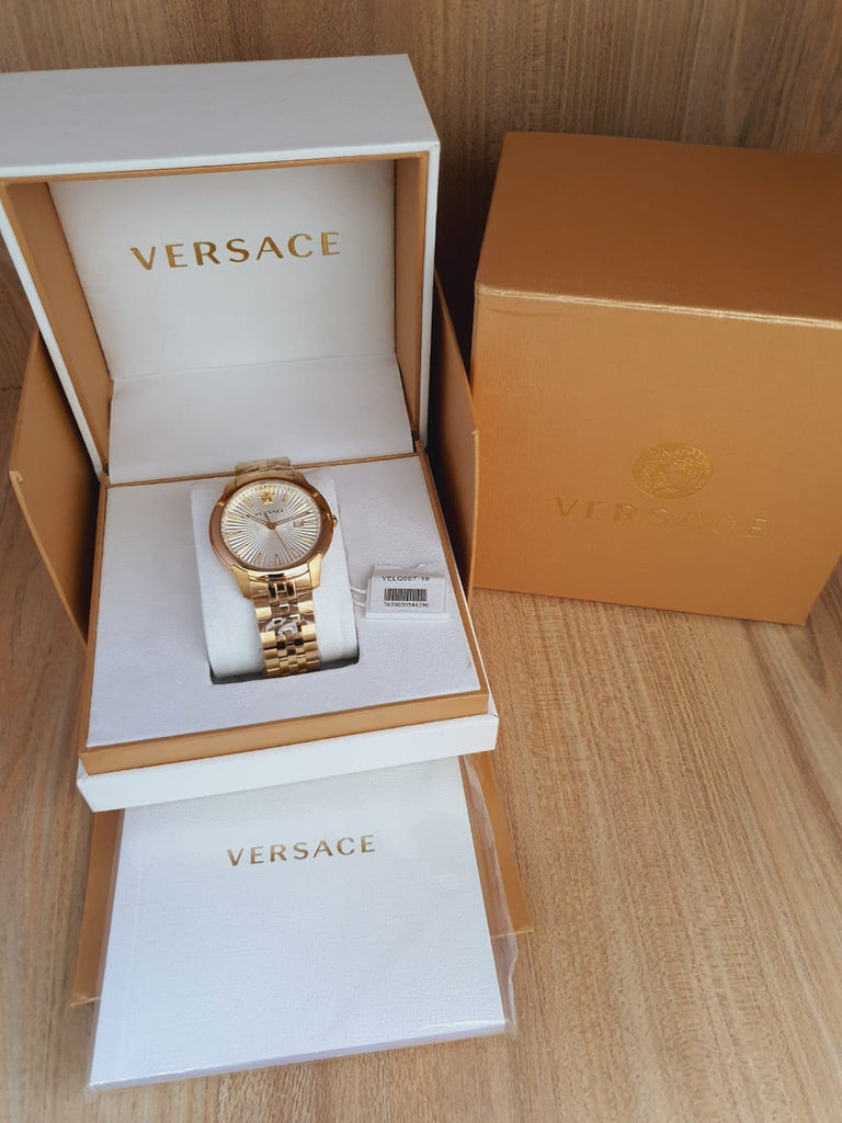 Versace V-Urban Quartz White Dial Gold Steel Strap Watch For Men - VELQ00719 Buy Now By Versace