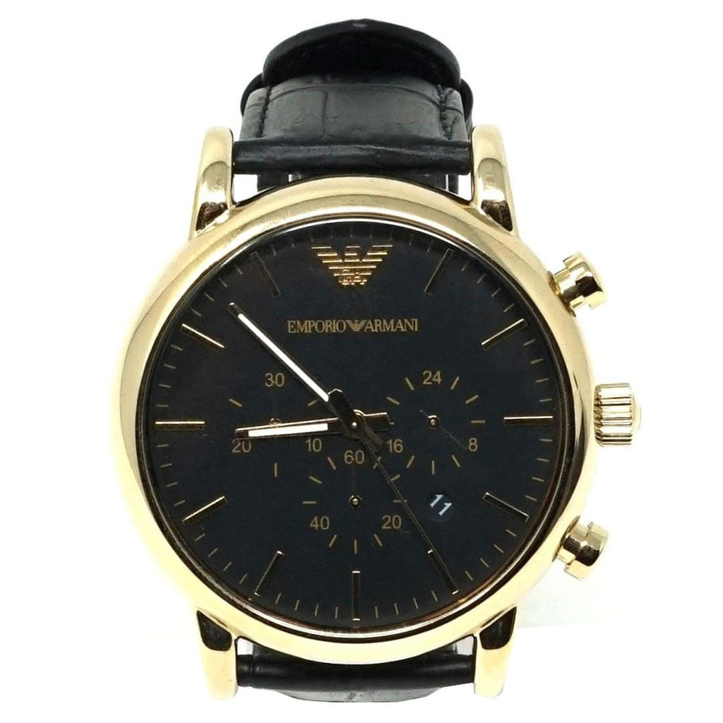 Emporio Armani Luigi Chronograph Black Dial Black Leather Watch For Men - AR1917 Buy Now By Emporio Armani