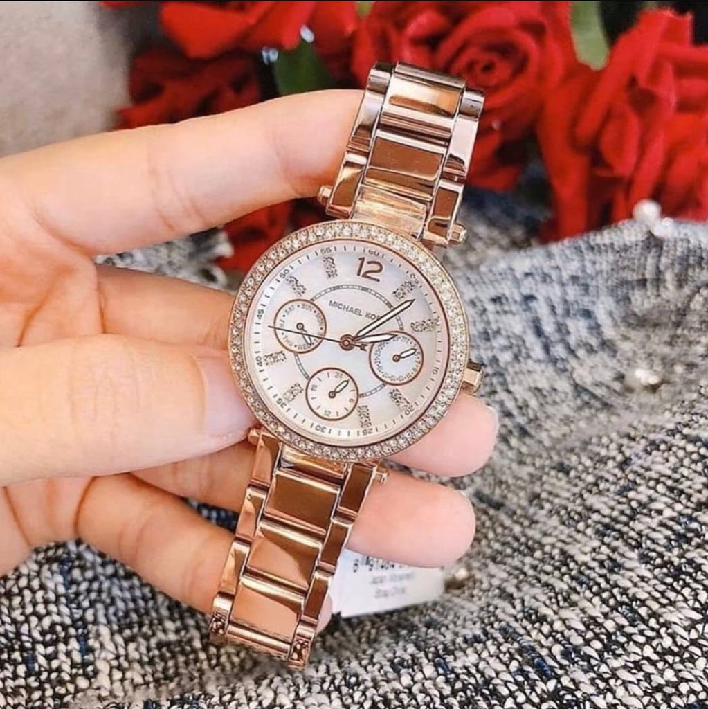 Michael Kors Parker White Dial Rose Gold Steel Strap Watch for Women - MK5616 Buy Now By Michael Kors