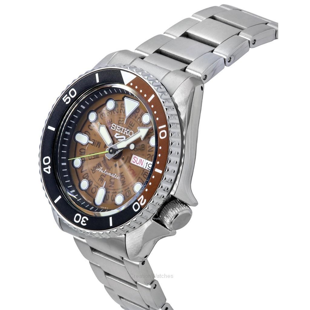 Seiko 5 Sports Sonar Special Edition Brown Dial Silver Steel Strap Watch For Men - SRPJ47K1 Buy Now By Seiko