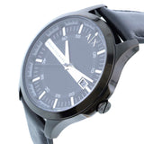 Armani Exchange Hampton Quartz Blue Dial Black Leather Strap Watch for Men - AX2411 Buy Now By Armani Exchange