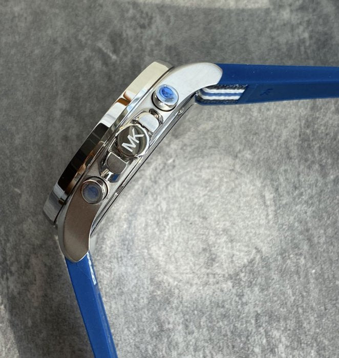 Michael Kors Brecken Chronograph Blue Dial Two Tone PVC Strap Watch For Men - MK8950 Buy Now By Michael Kors