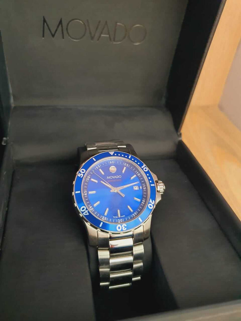 Movado Series 800 Blue Dial Silver Steel Strap Watch For Men - 2600137 Buy Now By Movado