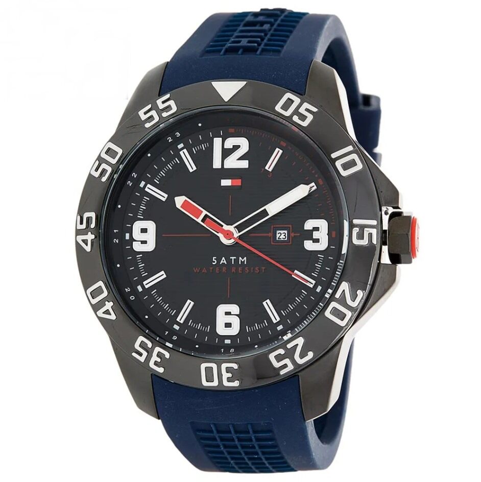 Tommy Hilfiger Cole Black Dial Blue Rubber Strap Watch for Men - 1790984 Buy Now By Tommy Hilfiger