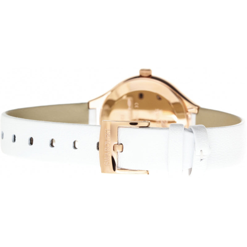 Swarovski Lovely Crystals Mother of Pearl Dial White Leather Strap Watch for Women - 5242904 Buy Now By Swarovski