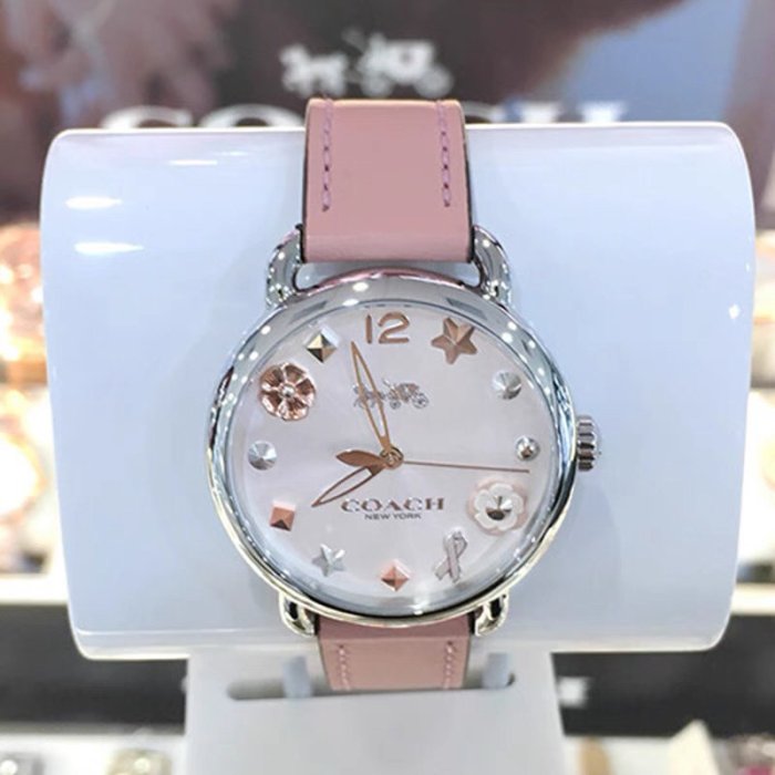 Coach Delancey White Dial Pink Leather Strap Watch for Women - 14502799 Buy Now By Coach