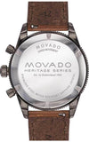 Movado Heritage Series 29mm Calendoplan Chronograph Black Dial Brown Leather Strap Watch For Men - 3650060 Buy Now By Movado