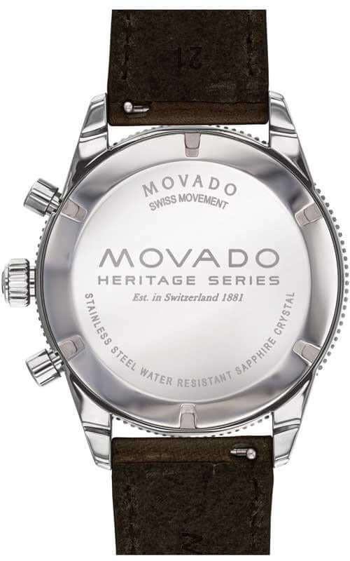 Movado Heritage 29mm Chronograph Blue Dial Brown Leather Strap Watch For Men - 3650061 Buy Now By Movado