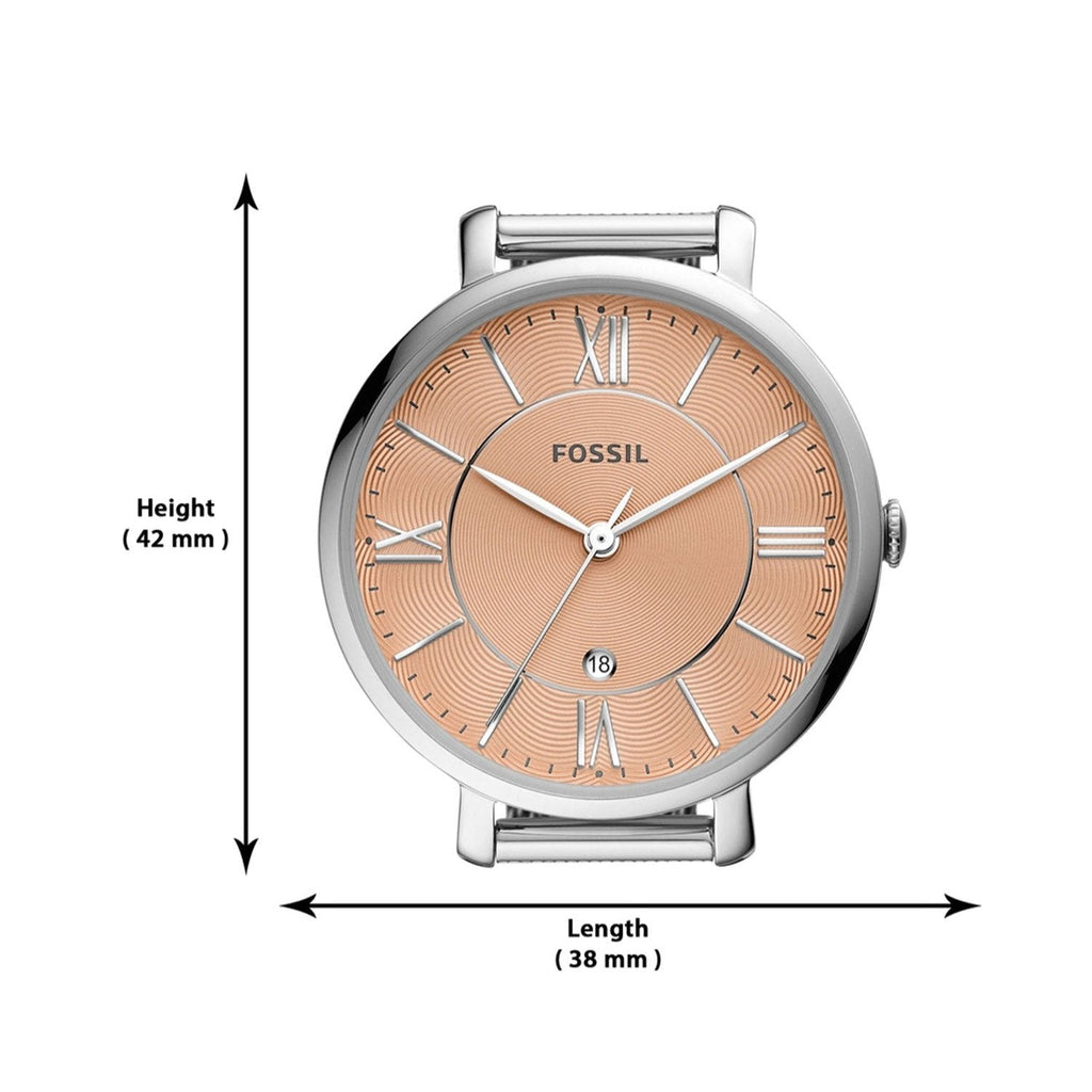 Fossil Jacqueline Three Hand Pink Dial Silver Mesh Strap Watch for Women - ES5089 Buy Now By Fossil