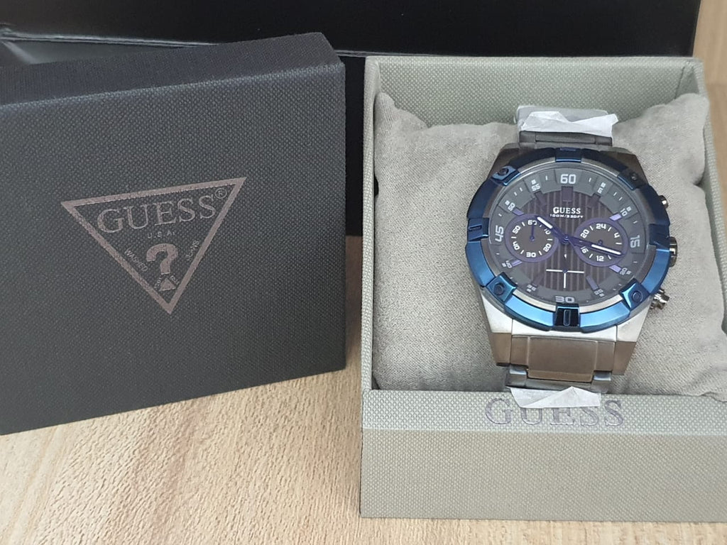 Guess Sport Analog Grey Dial Grey Steel Strap Watch for Men - W0377G5 Buy Now By Guess