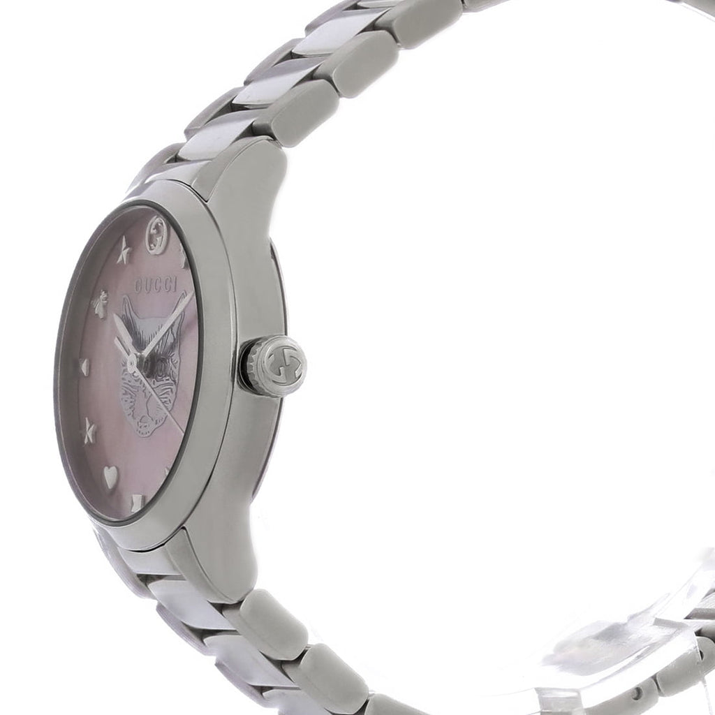 Gucci G Timeless Quartz Mother of Pearl Pink Dial Silver Steel Strap Watch For Women - YA1265013 Buy Now By Gucci