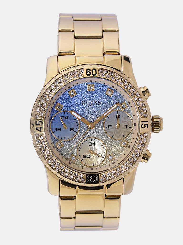 Guess Confetti Diamonds Gold Dial Gold Steel Strap Watch for Women - W0774L2 Buy Now By Guess