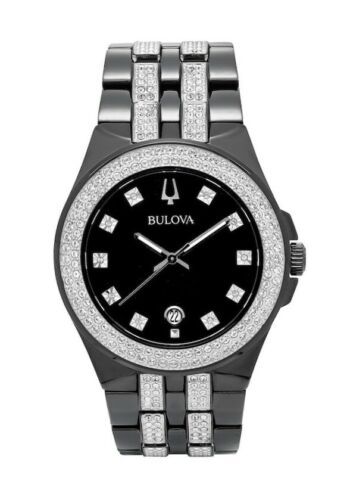Bulova Crystal Collection Black Dial Two Tone Steel Strap Watch for Men - 98K101 Buy Now By Bulova