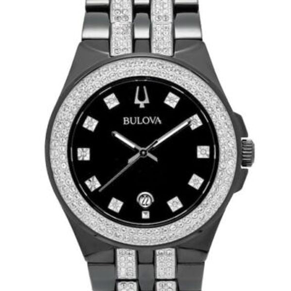 Bulova Crystal Collection Black Dial Two Tone Steel Strap Watch for Men - 98K101 Buy Now By Bulova