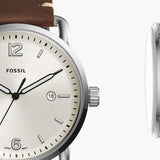 Fossil The Commuter White Dial Brown Leather Strap Watch for Men - FS5275 Buy Now By Fossil