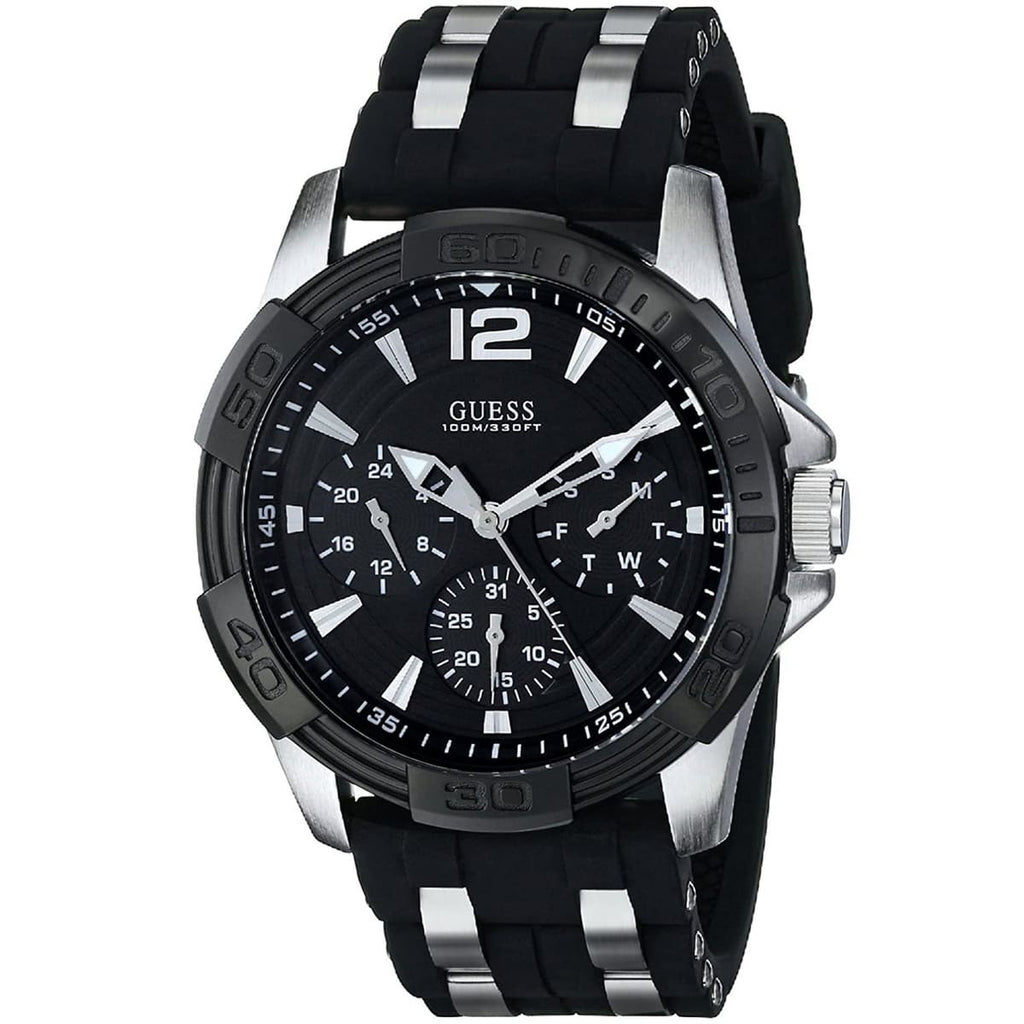 Guess Oasis Black Dial Black Rubber Strap Watch for Men - W0366G1 Buy Now By Guess
