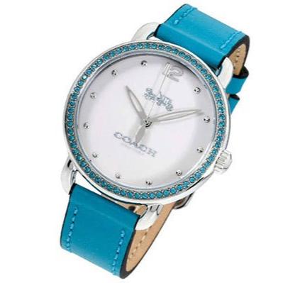 Coach Delancey White Dial Turquoise Leather Strap Watch for Women - 14502884 Buy Now By Coach