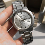 Burberry The City Chronograph Silver Dial Silver Steel Strap Watch for Men - BU9350 Buy Now By Burberry