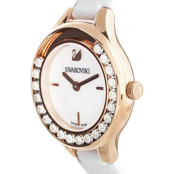 Swarovski Lovely Crystals Mother of Pearl Dial White Leather Strap Watch for Women - 5242904 Buy Now By Swarovski