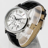 Emporio Armani Classic Chronograph Silver Dial Black Leather Strap Watch For Men - AR2432 Buy Now By Emporio Armani