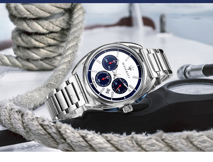 Maserati Trimarano Chronograph Silver Dial Silver Stainless Steel Strap Watch For Men - R8873632001 Buy Now By Maserati