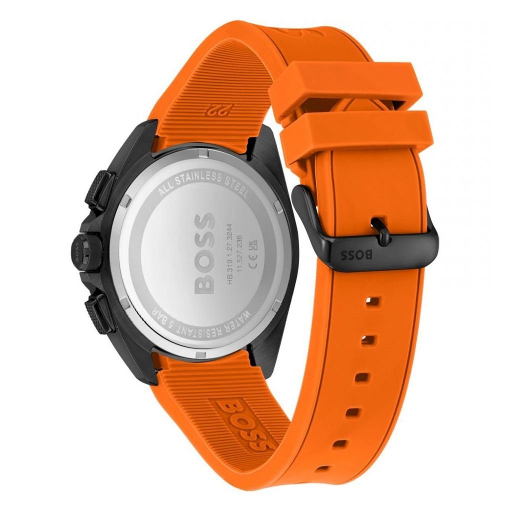 Hugo Boss Volane Black Dial Orange Silicone Strap Watch for Men - 1513957 Buy Now By Hugo Boss