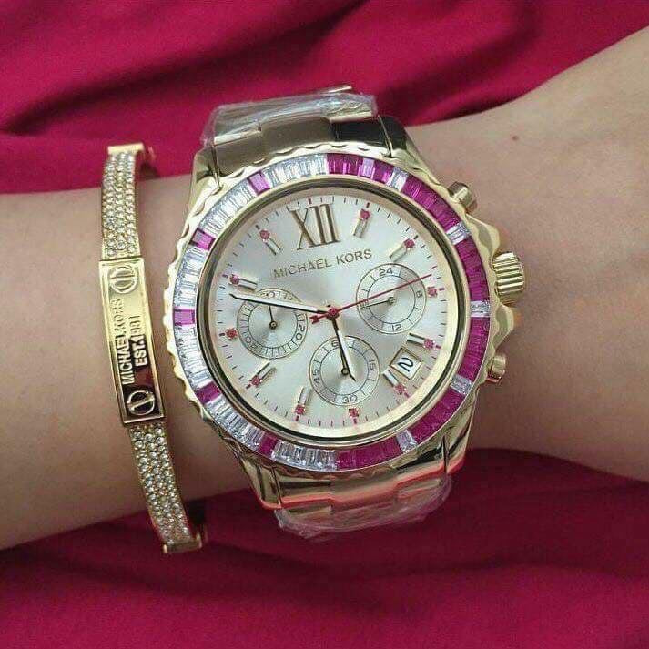 Michael Kors Everest Chronograph Gold Dial Gold Steel Strap Watch for Women - MK5871 Buy Now By Michael Kors