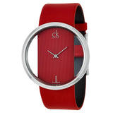 Calvin Klein Glam Transparent Dial Red Leather Strap Watch for Women - K9423144 Buy Now By Calvin Klein