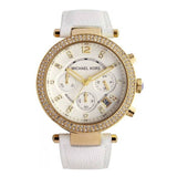 Michael Kors Parker White Dial with Diamonds White Leather Strap Watch for Women - MK2290 Buy Now By Michael Kors