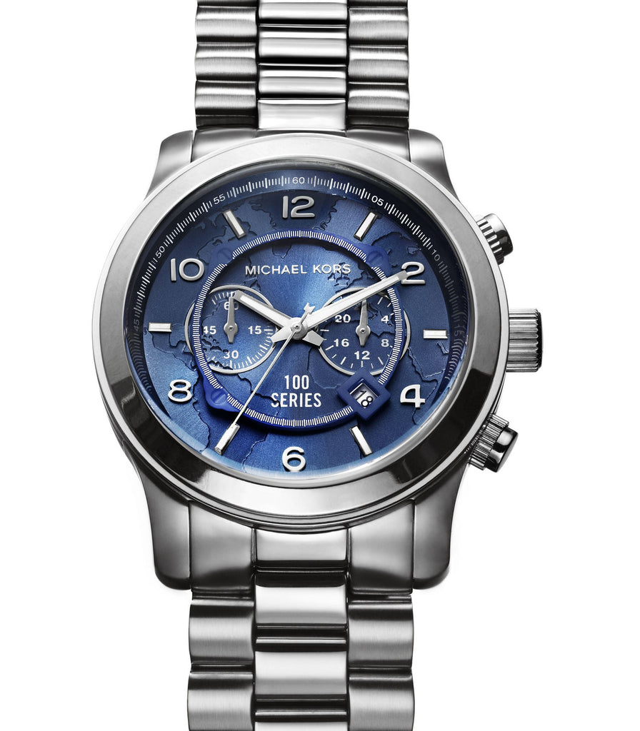 Michael Kors Stop Hunger Chronograph Blue Dial Silver Steel Strap Watch for Men - MK8314 Buy Now By Michael Kors