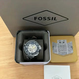 Fossil Townsman Automatic Skeleton Blue Dial Black Leather Strap Watch for Men - ME3200 Buy Now By Fossil