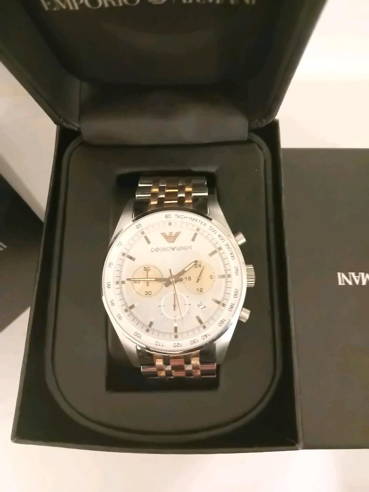 Emporio Armani Sportivo Chronograph Silver Dial Two Tone Steel Strap Watch For Men - AR5999 Buy Now By Emporio Armani