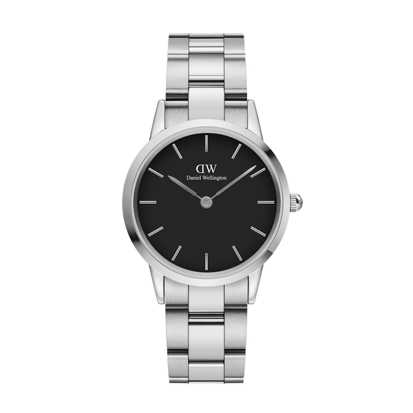 Daniel Wellington Iconic Link Black Dial Silver Steel Strap Watch For Women - DW00100342 Buy Now By Daniel Wellington