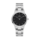 Daniel Wellington Iconic Link Black Dial Silver Steel Strap Watch For Women - DW00100342 Buy Now By Daniel Wellington