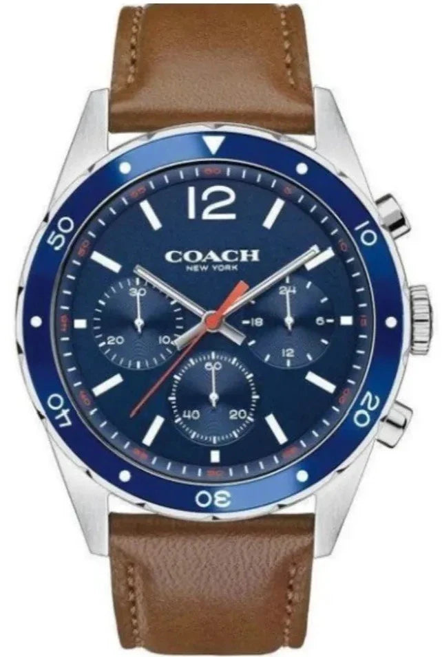 Coach Sullivan Sport Blue Dial Brown Leather Strap Watch for Men - 14606038 Buy Now By Coach