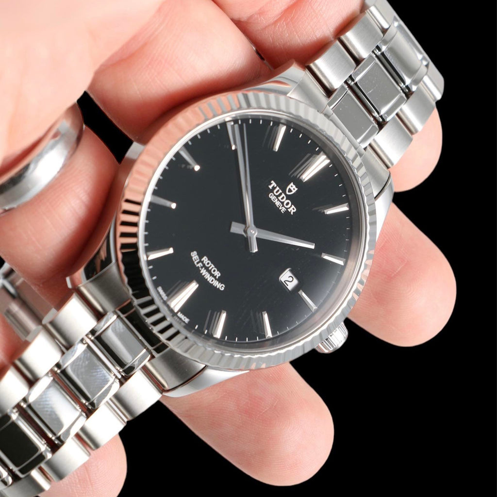 Tudor Style Automatic Black Dial Silver Steel Strap Watch for Men - M12710-0003 Buy Now By Tudor