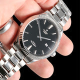 Tudor Style Automatic Black Dial Silver Steel Strap Watch for Men - M12710-0003 Buy Now By Tudor