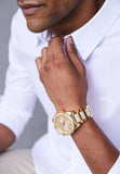 Guess Continental Diamonds Gold Dial Gold Steel Strap Watch for Men - GW0261G2 Buy Now By Guess