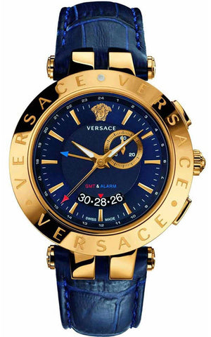 Versace Race GMT Blue Dial Blue Leather Strap Watch For Men - 29G70D282 Buy Now By Versace
