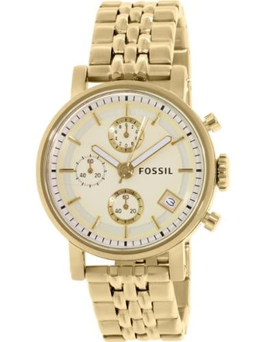 Fossil Boyfriend Chronograph Gold Dial Gold Steel Strap Watch for Women - ES2197 Buy Now By Fossil