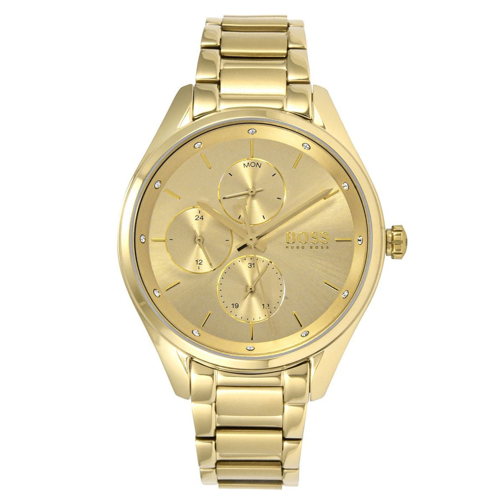 Hugo Boss Grand Course Gold Dial Gold Steel Strap Watch for Women - 1502584 Buy Now By Hugo Boss
