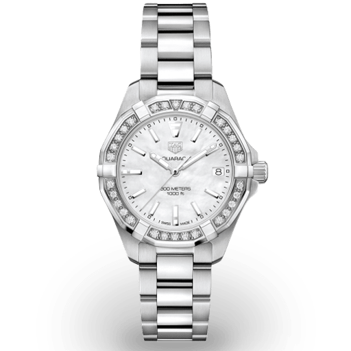 Tag Heuer Aquaracer Diamonds Mother of Pearl Dial Silver Steel Strap Watch for Women - WBD1313.BA0740 Buy Now By Tag Heuer