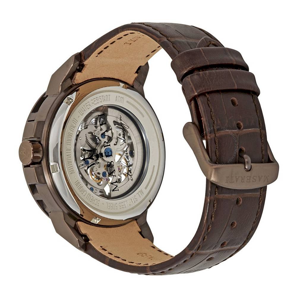 Maserati Ingegno Automatic White Skeleton Dial Brown Leather Strap Watch For Men - R8821119003 Buy Now By Maserati