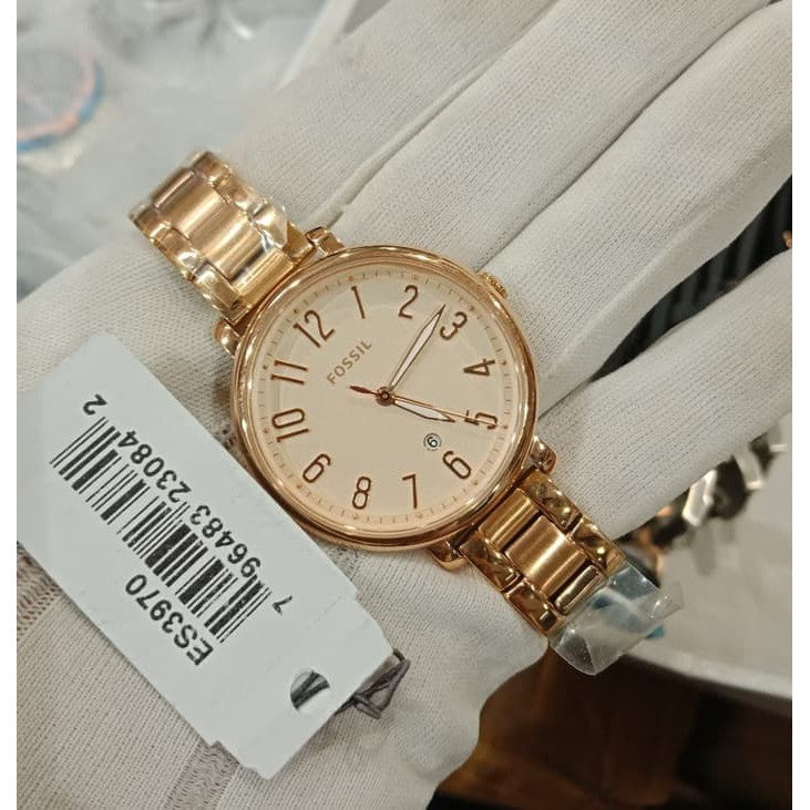 Fossil Jacqueline Rose Gold Dial Rose Gold Steel Strap Watch for Women - ES3970 Buy Now By Fossil