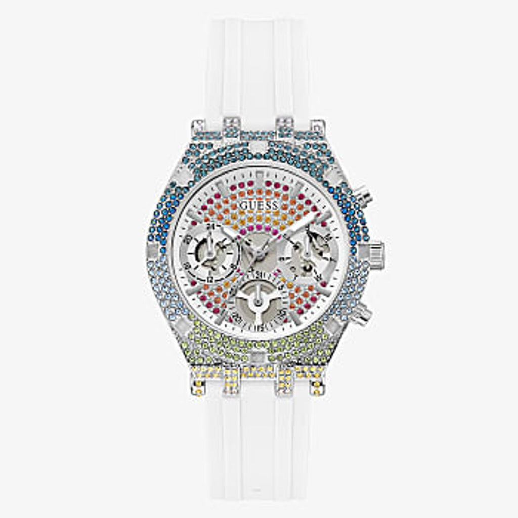 Guess Glitz Pride Limited Edition White Dial White Rubber Strap Watch for Women - GW0407L4 Buy Now By Guess